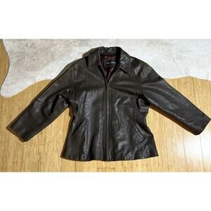 Vintage Luis Alvear Brown Full Zip Biker Bomber Leather Jacket Size M